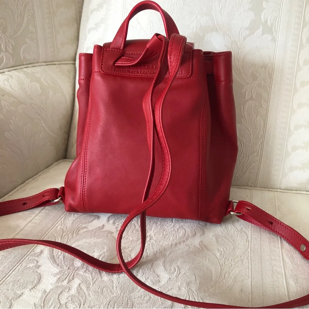 ❤️cutie❤️ lovely LongChamp  Le Pliage Cuir Backpack  extra small soft leather